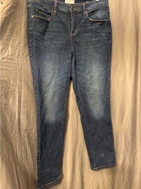 Lane Bryant Women's Straight Leg Mid-Rise Signature Fit Jeans in Dark Wash Blue